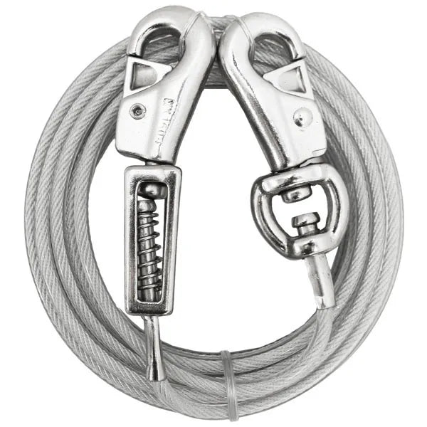 Boss Pet Edge Tie-Out Cable XL Dogs Up to 125lb 15ft Twin Swivel Spring