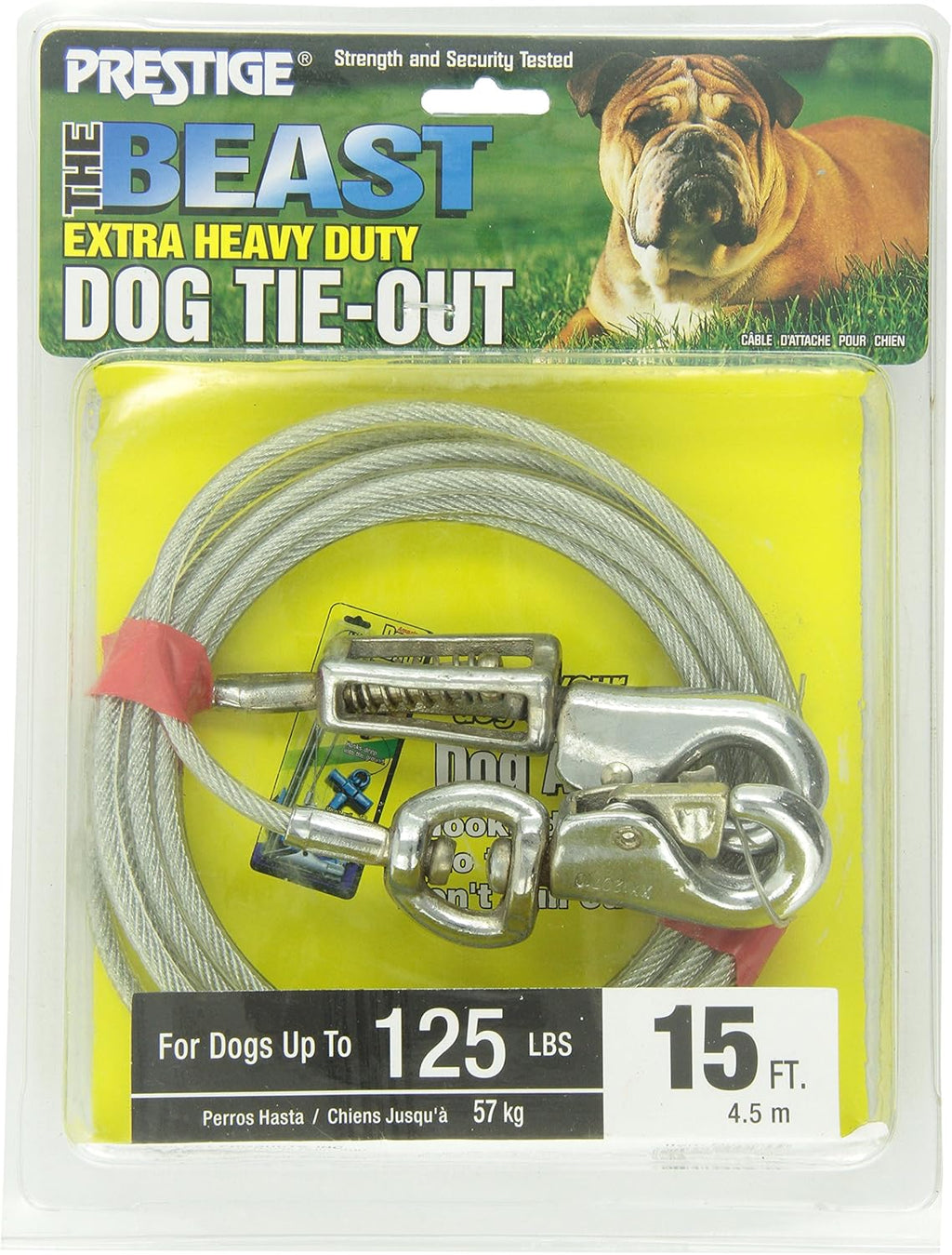 Boss Pet Edge Tie-Out Cable XL Dogs Up to 125lb 15ft Twin Swivel Spring