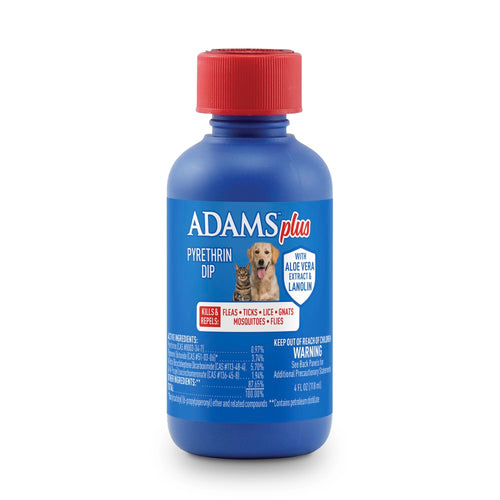 Adams Plus Pyrethrin Dip for Dogs Cats Puppies Kittens 4 oz.
