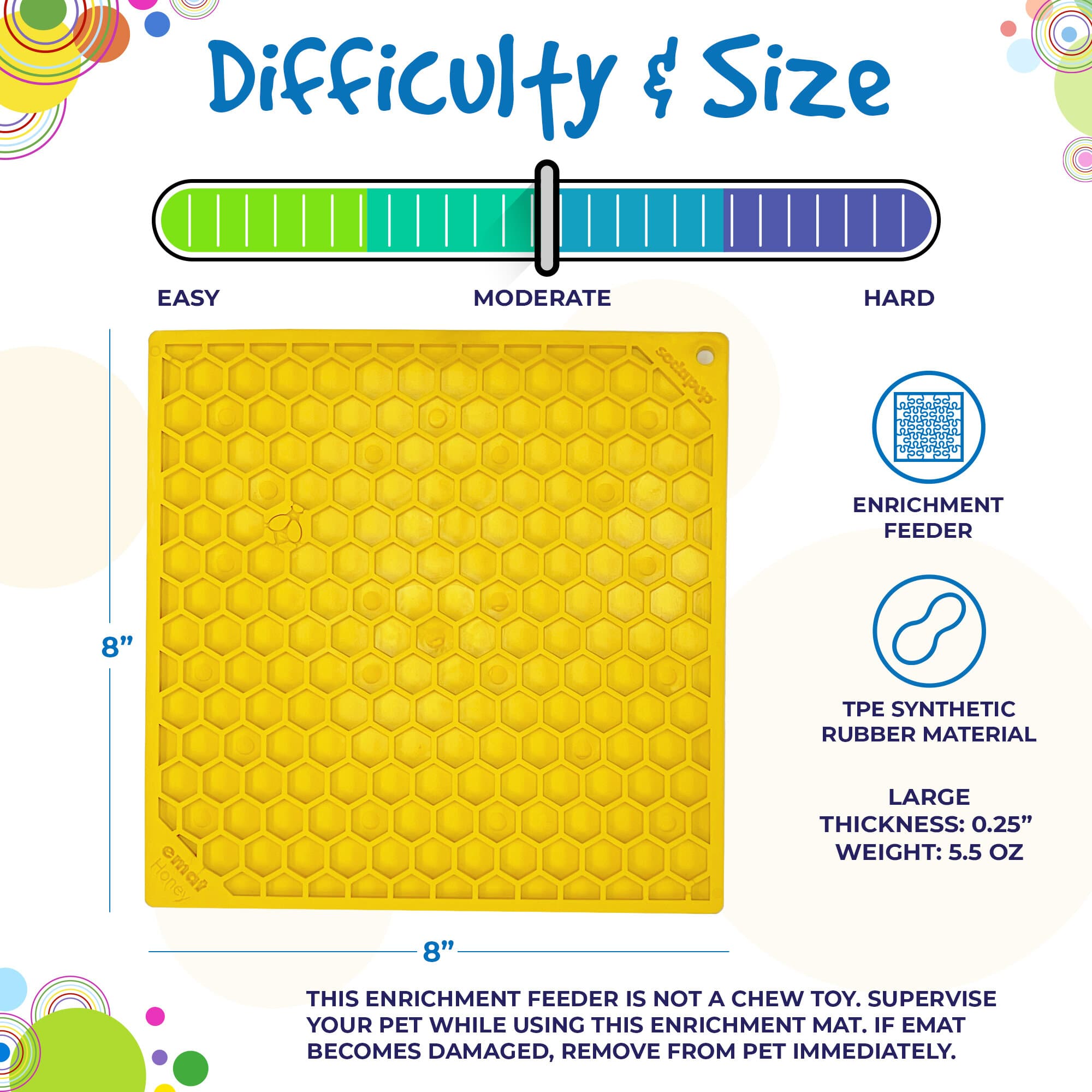 Honeycomb eMat - Enrichment Lick Mat for Dogs and Cats | eMat Enrichment Toy for Anxiety Relief | SodaPup