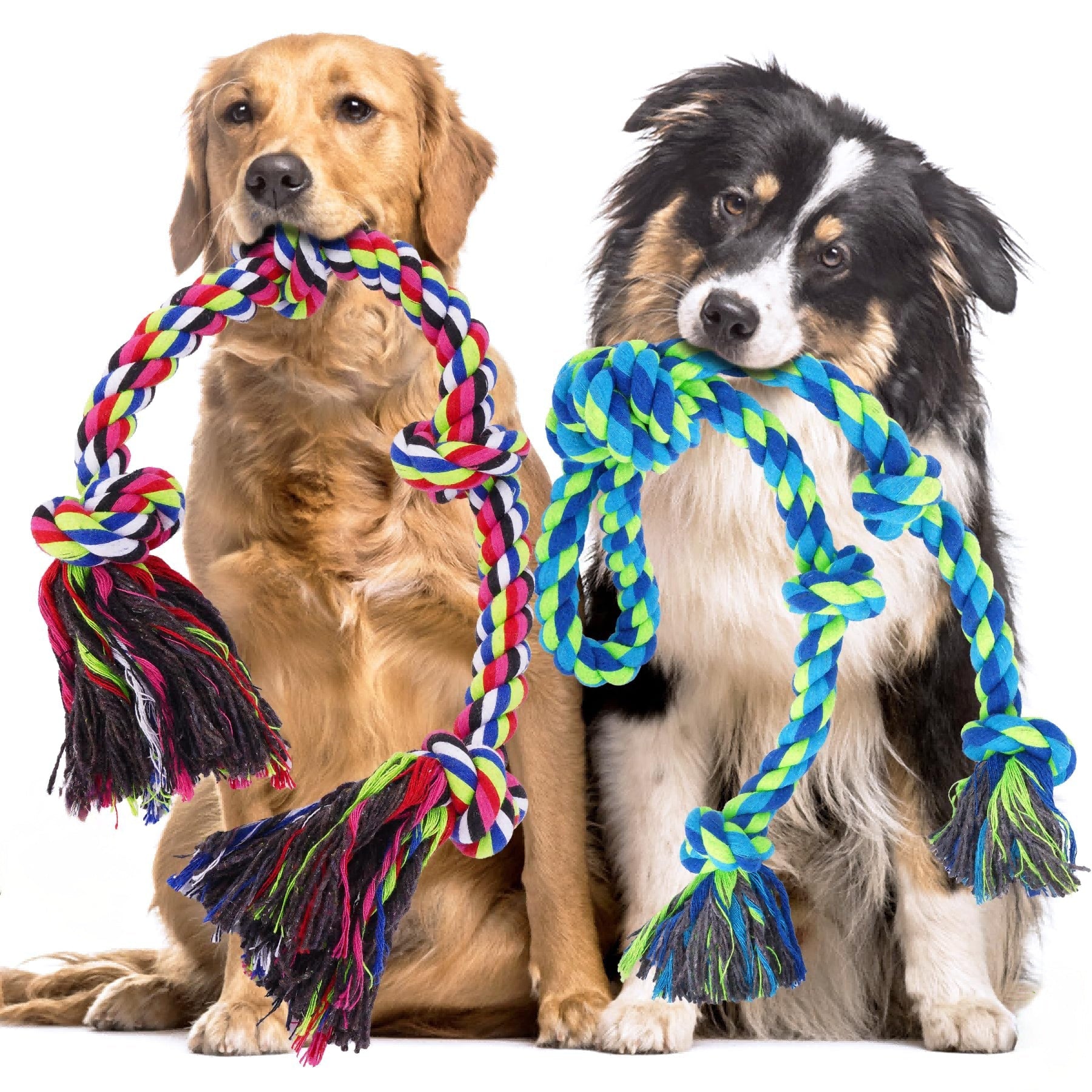 Tough Dog Rope Toys For Aggressive Chewers, Tough Tug Of War Dog Toys For Large, Medium & Small Dogs