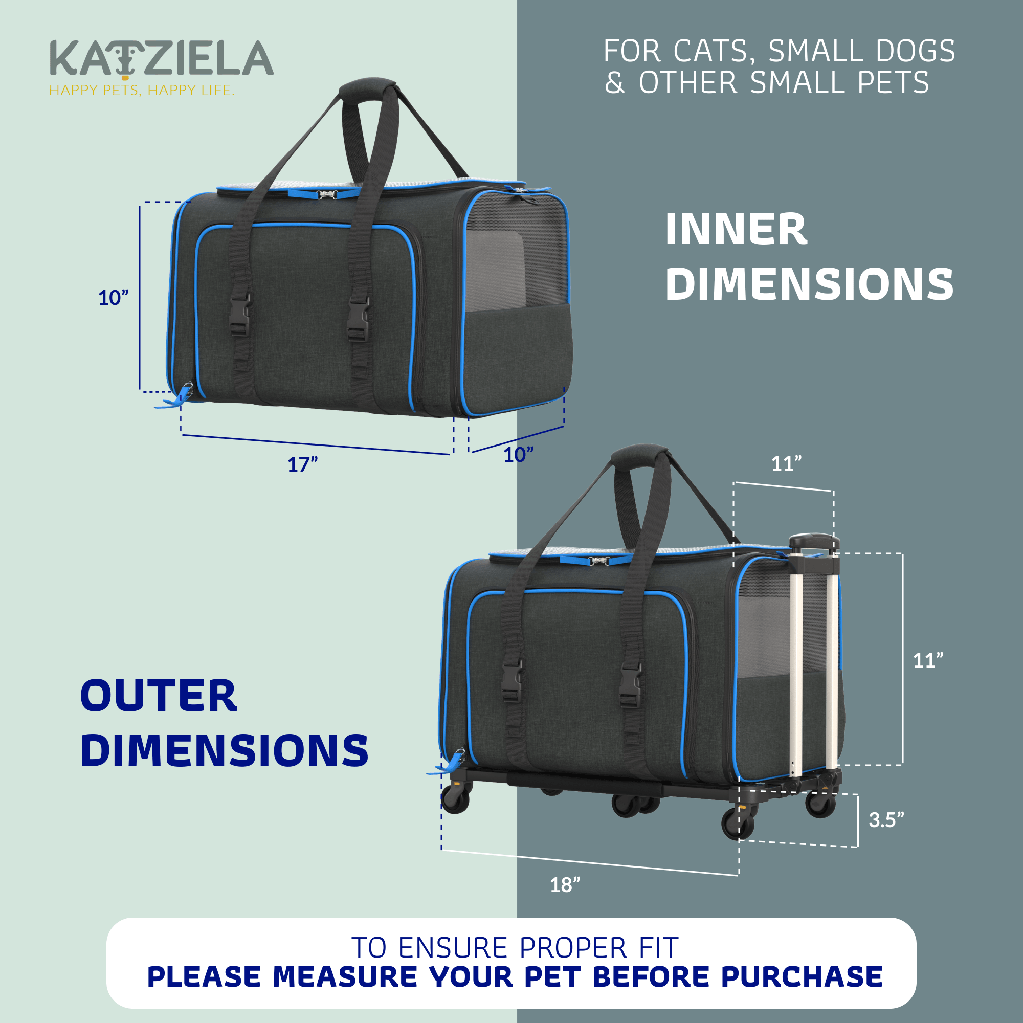 Rolling Rover Airline Compliant Expandable Wheeled Pet Carrier