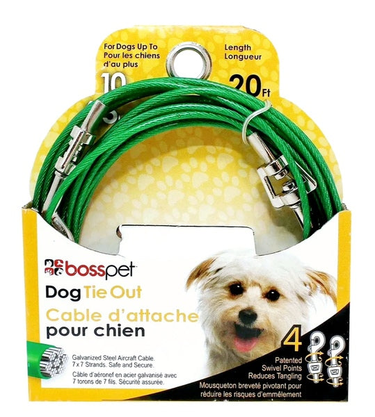 Boss Pet Snap Around Tree Tie Out Cable 20ft For Dogs Up to 10 lb