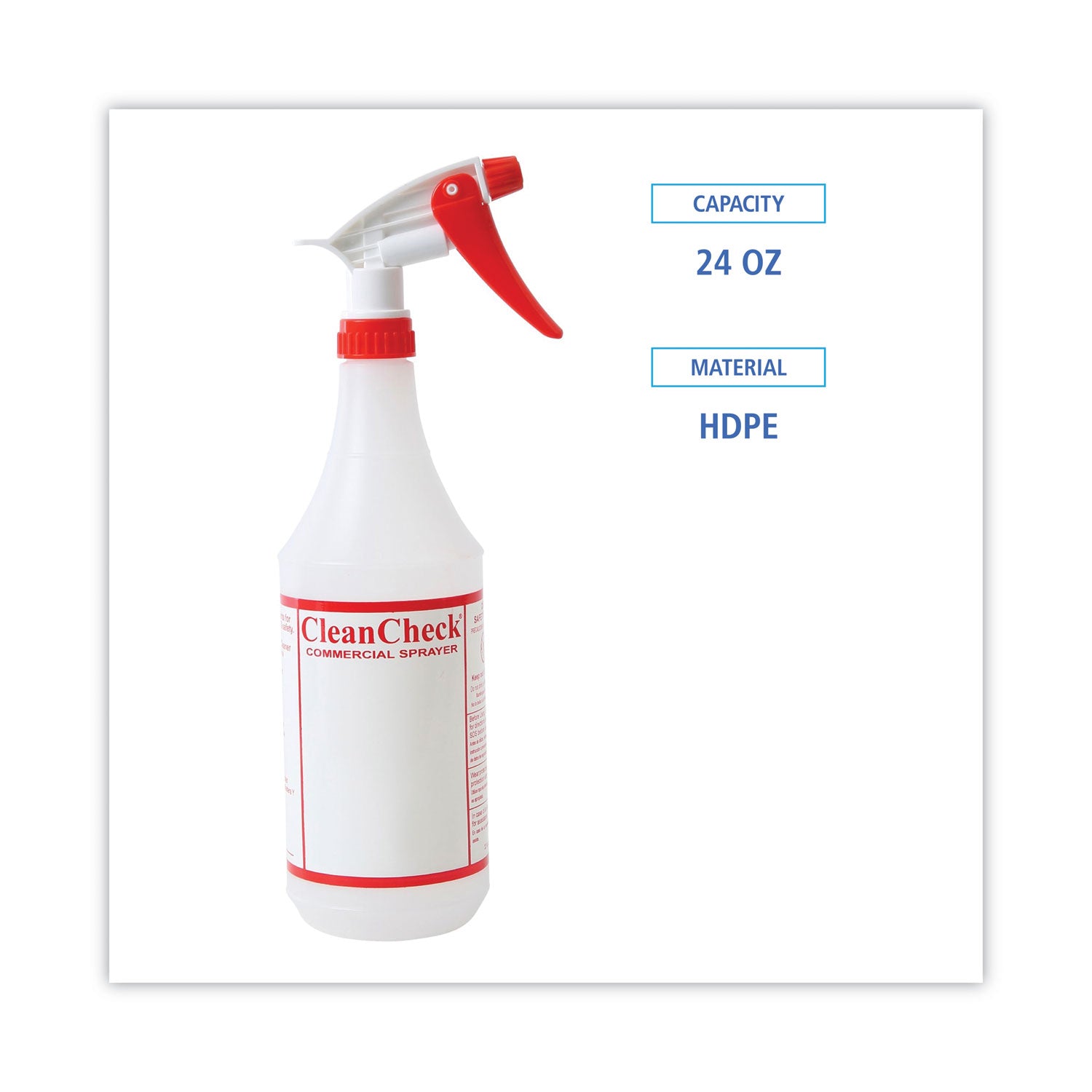 Boardwalk Trigger Spray Bottle, 32 oz, Clear/Red, HDPE, 3/Pack