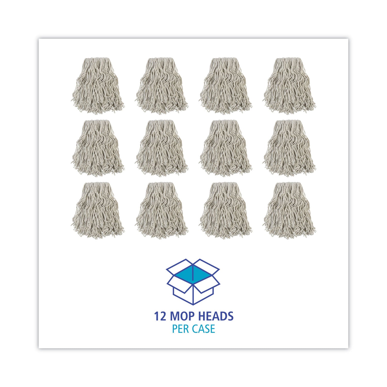 Boardwalk Banded Cotton Mop Head, #24, White, 12/Carton