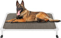 Veehoo Chew Proof Elevated Dog Bed - Cooling Raised Pet Cot - Silver Aluminum Frame and Durable Textilene Mesh Fabric, Unique Designed No-Slip Feet for Indoor or Outdoor Use, Brown, Large, CWC2003