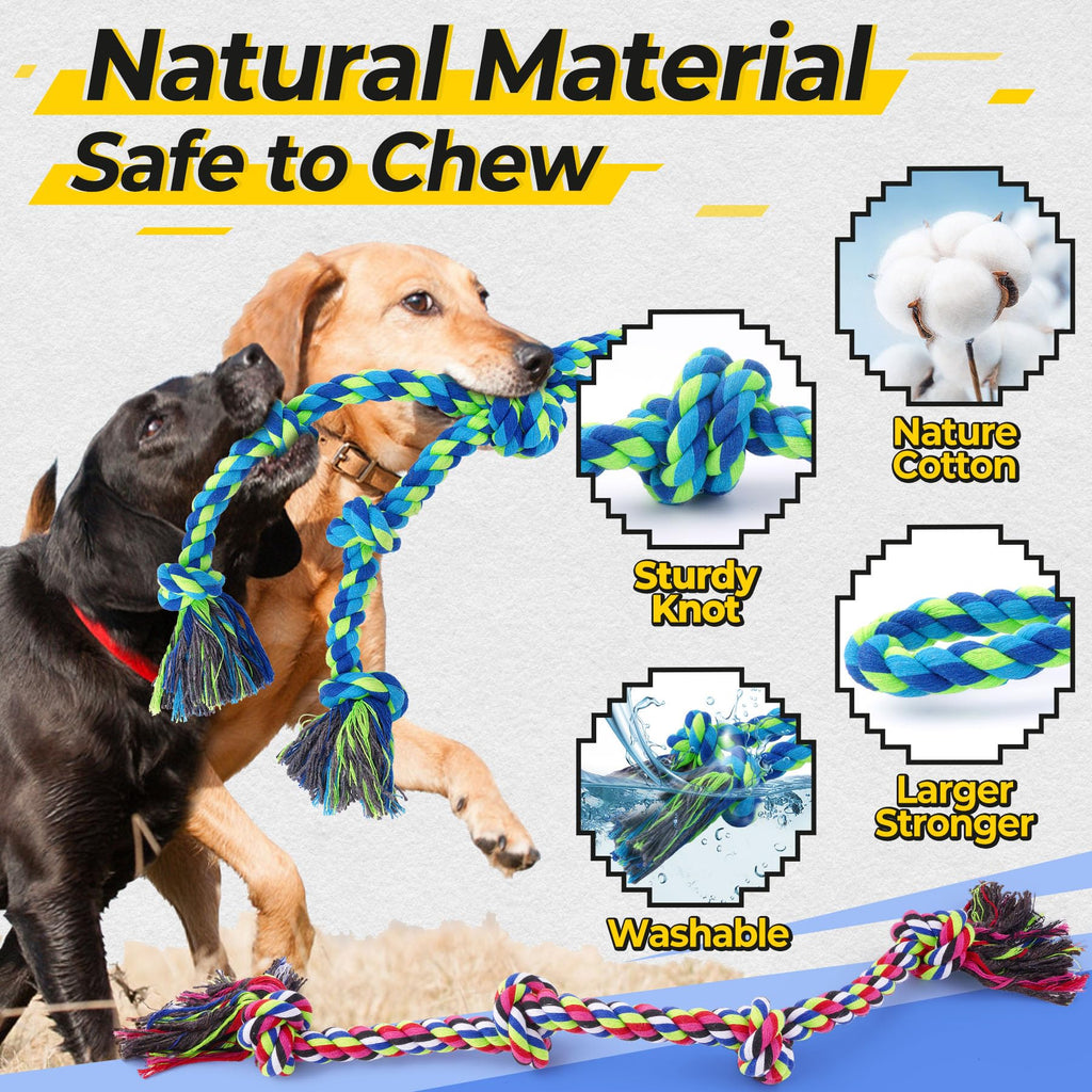 Tough Dog Rope Toys For Aggressive Chewers, Tough Tug Of War Dog Toys For Large, Medium & Small Dogs