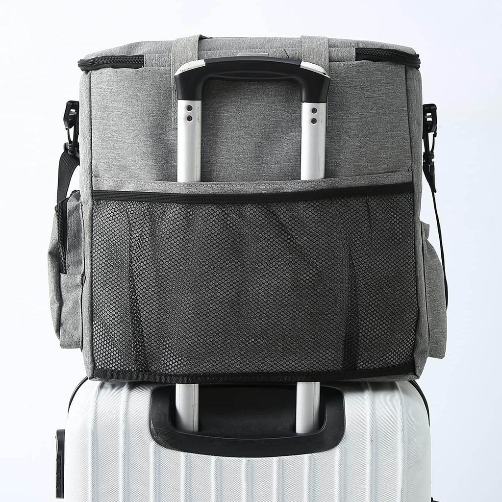 Dog Travel Bag Airline Approved Travel Set for Dogs of Stores All Your Dog Accessories - Includes Travel Bag, 2X Food Storage Containers and 2X Collapsible Dog Bowls (Grey)