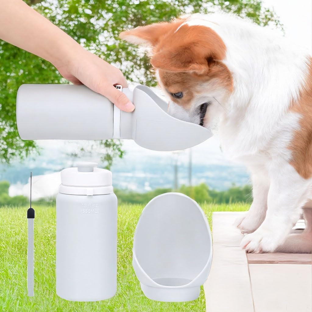 Portable Dog Water Bottle 550ML Collapsible Travel Bowl Leakproof