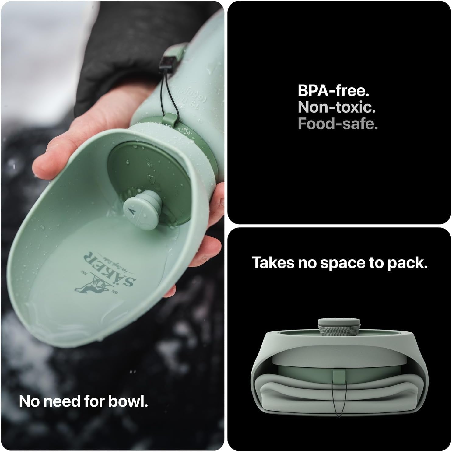 Portable Dog Water Bottle 750ML Collapsible Travel Bowl Leakproof