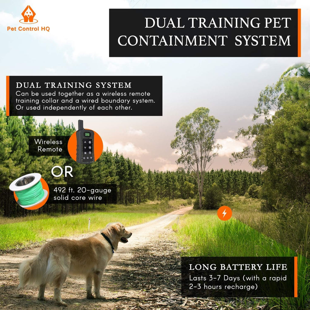 Wireless Dog Fence System Electric Collar Remote Underground 2 Dogs