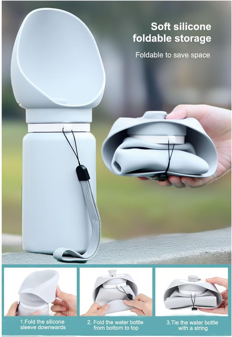 Portable Dog Water Bottle 550ML Collapsible Travel Bowl Leakproof