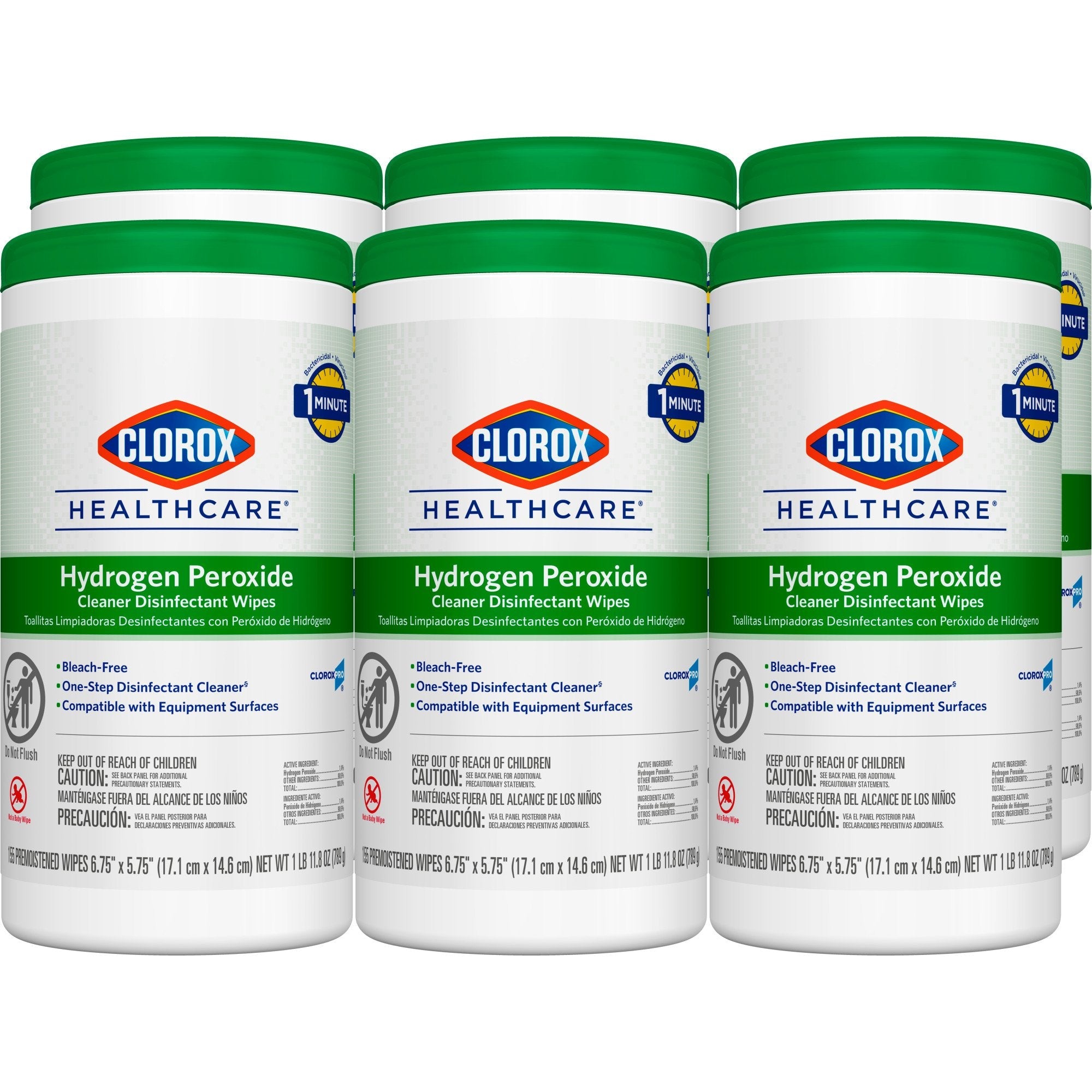 Clorox Healthcare® Hydrogen Peroxide Cleaner Disinfectant Wipes 6.75 x 5.75 Inch 30825