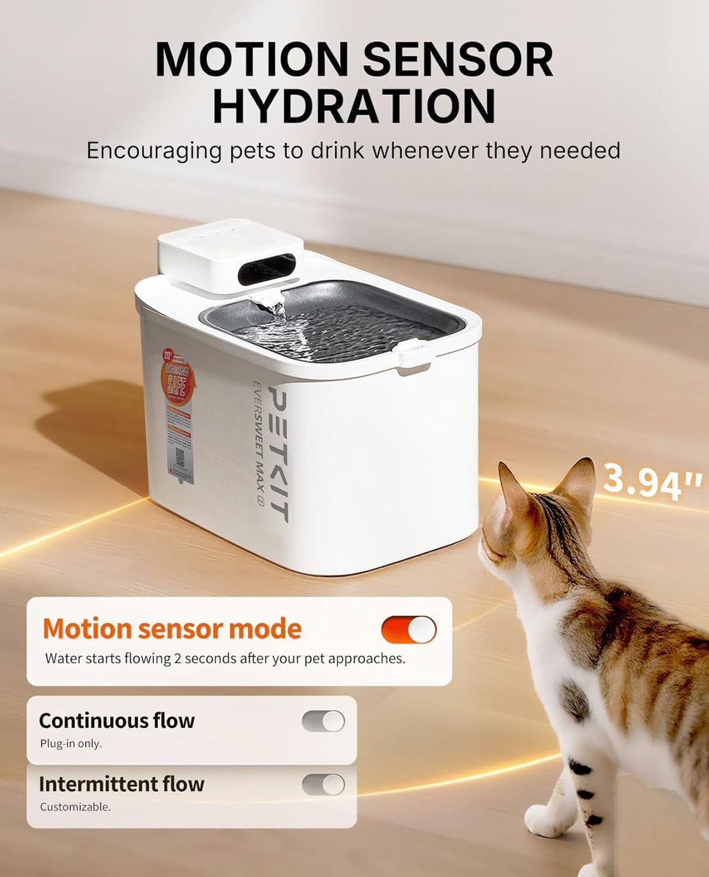 Automatic Pet Water Fountain Cordless App Control Quiet 3L Cats Dogs Small Pets