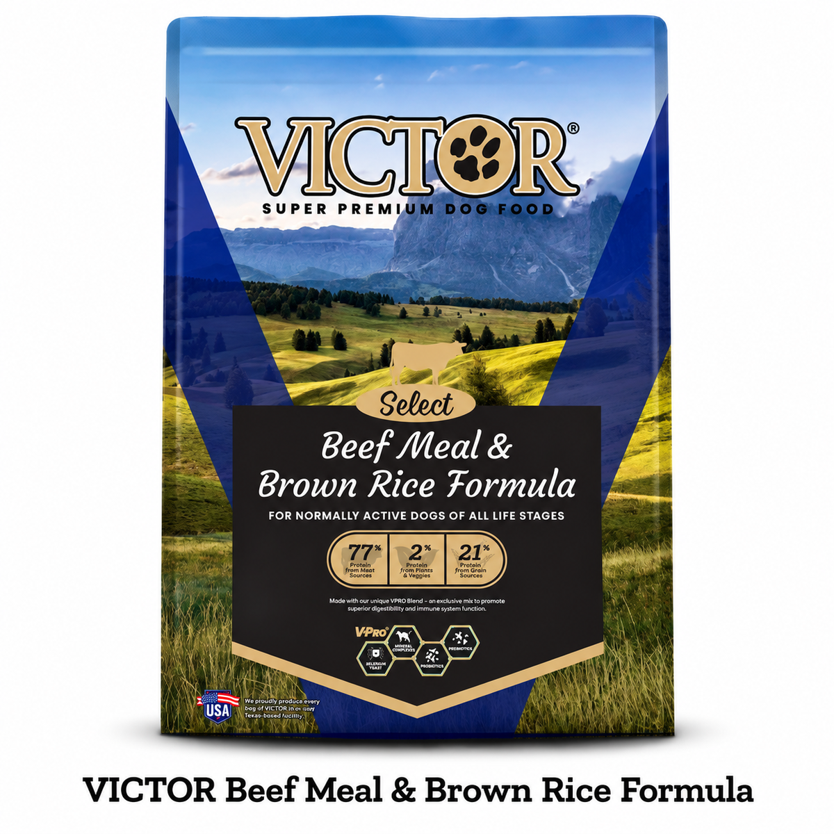VICTOR Beef Meal & Brown Rice Formula 24/12 Dog Food- 40lbs