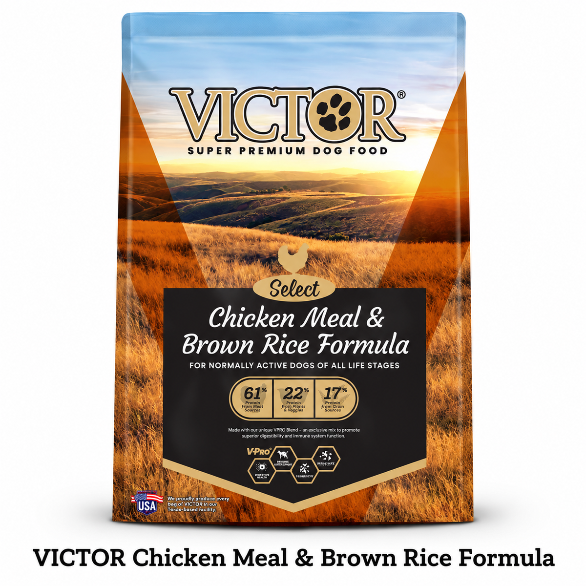 VICTOR Chicken Meal & Brown Rice Formula 24/12 Dog Food- 40lbs
