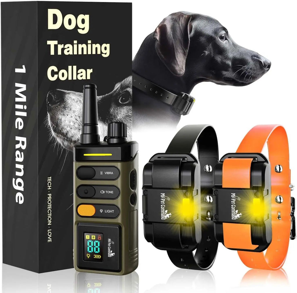 Dog Training Collar for up to 2 Dogs Remote Waterproof Rechargeable 1 Mile Range
