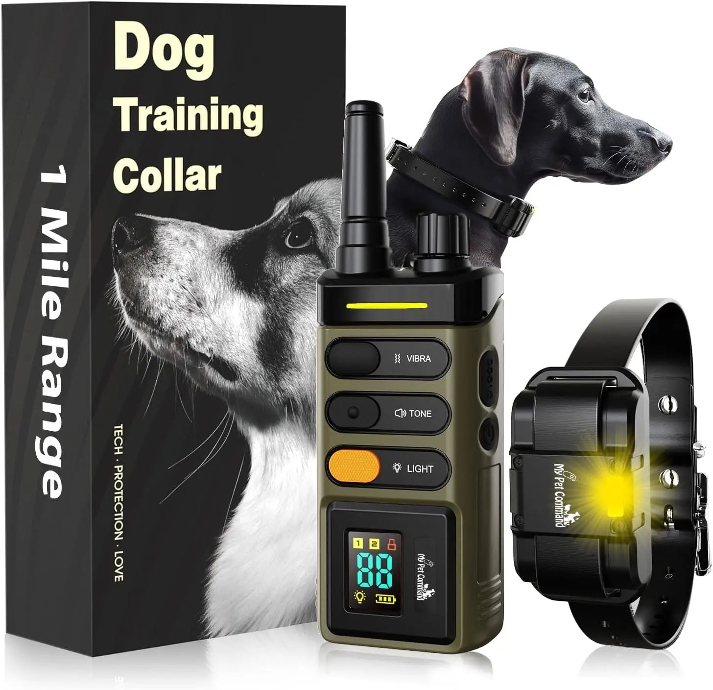 Dog Training Collar for up to 2 Dogs Remote Waterproof Rechargeable 1 Mile Range