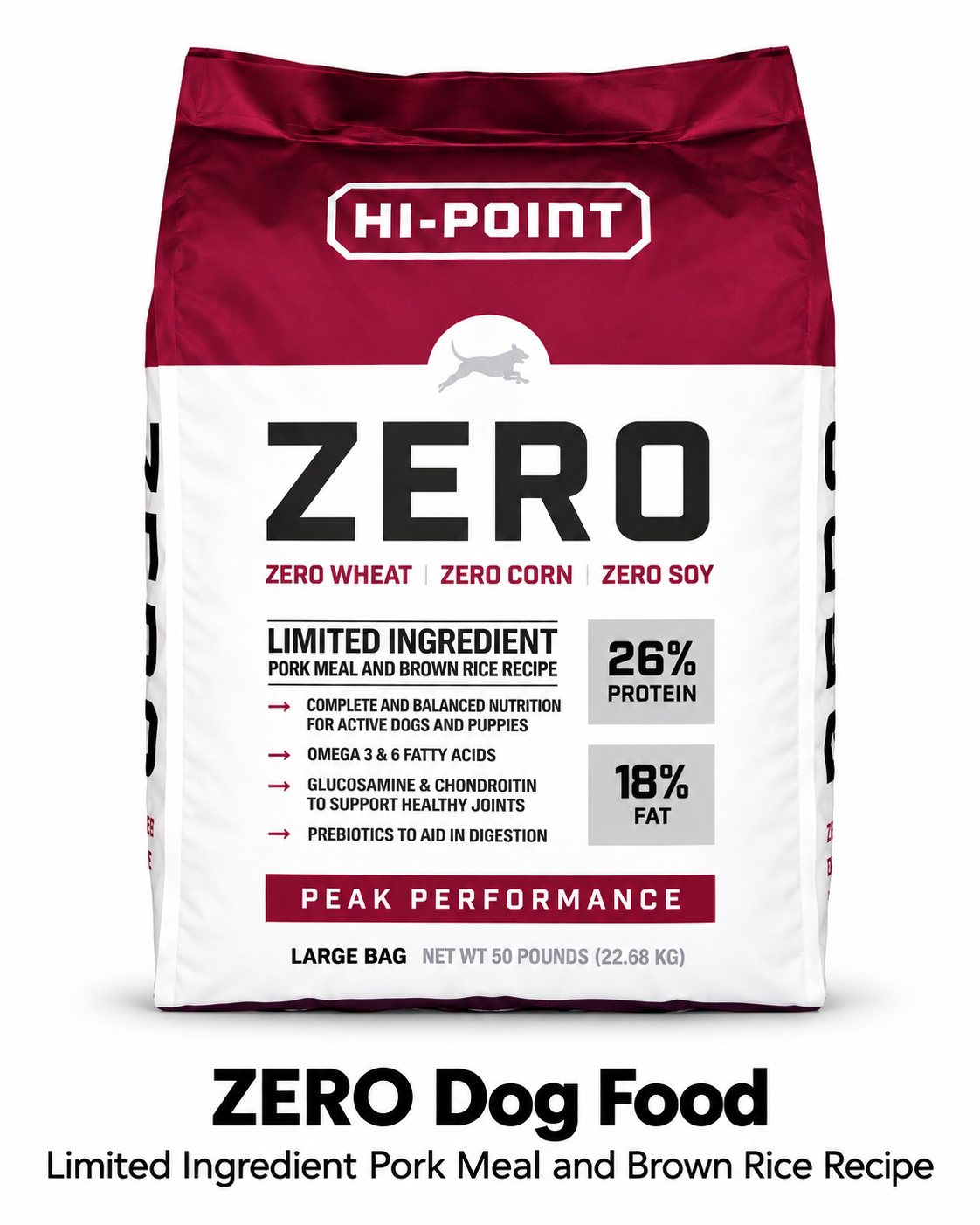 Hi-Point ZERO Limited Ingredient 26/18 Dog Food- 50lbs