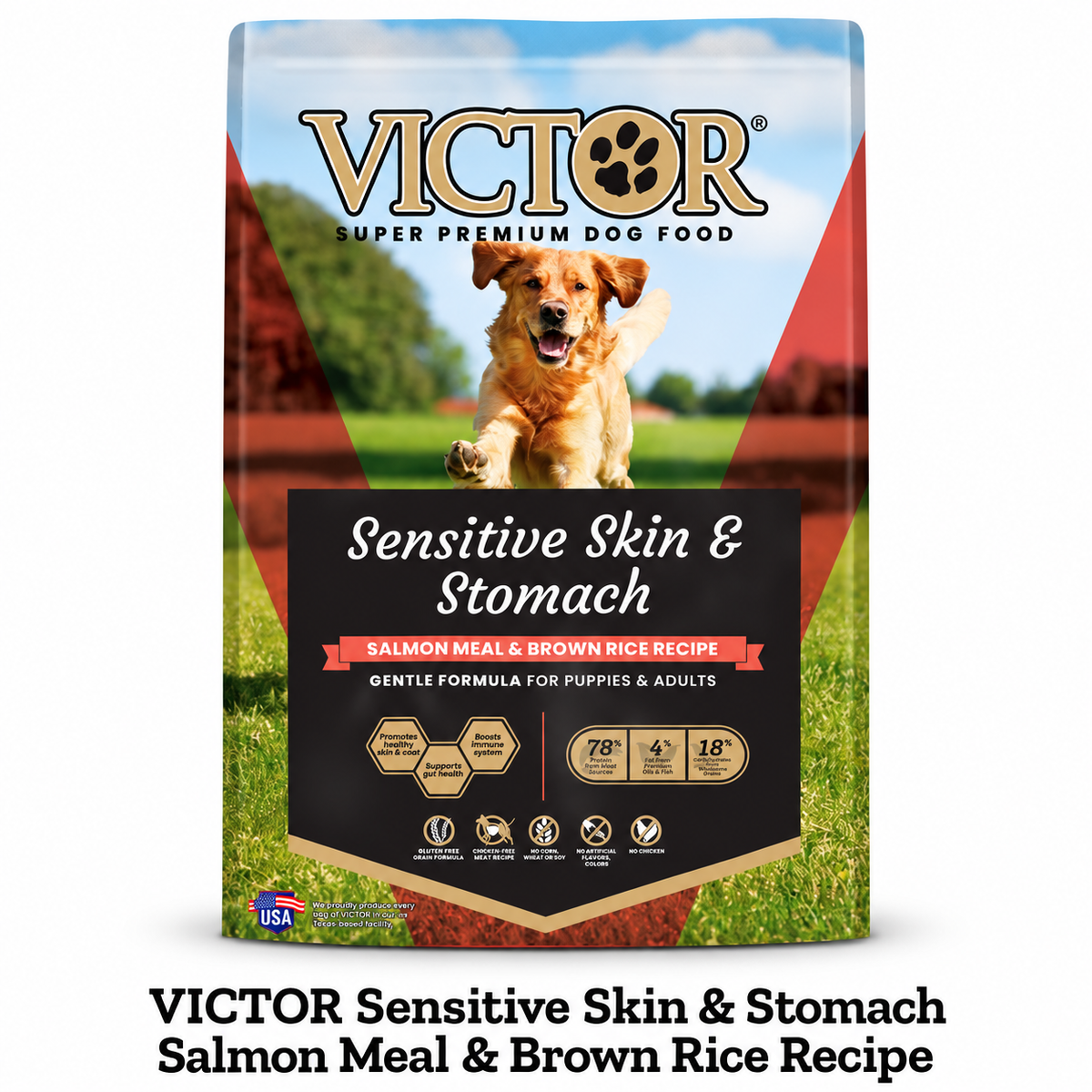 VICTOR Sensitive Skin & Stomach Salmon Meal & Brown Rice 26/14 Dog Food- 30lbs