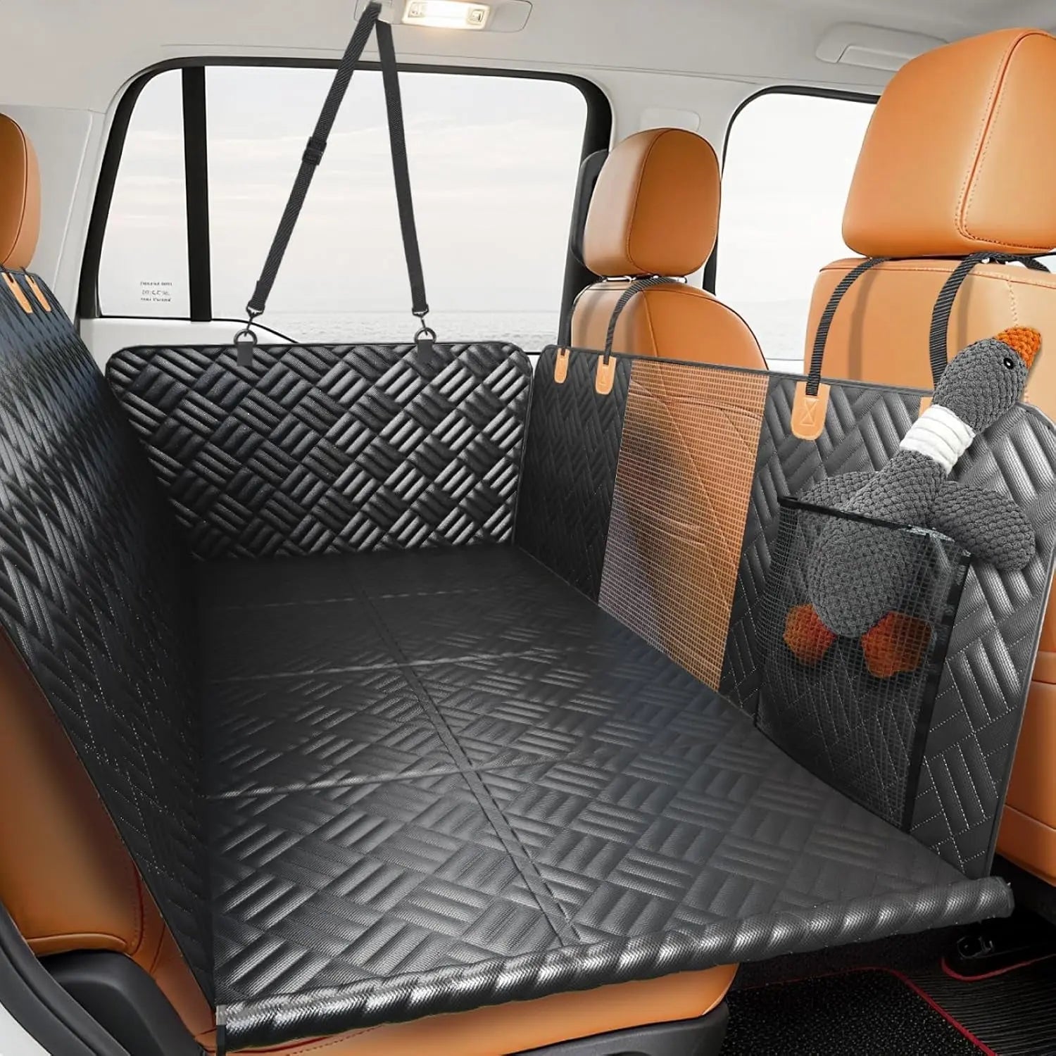 Hard Bottom Dog Car Seat Cover Hammock for Back Seat SUV Truck