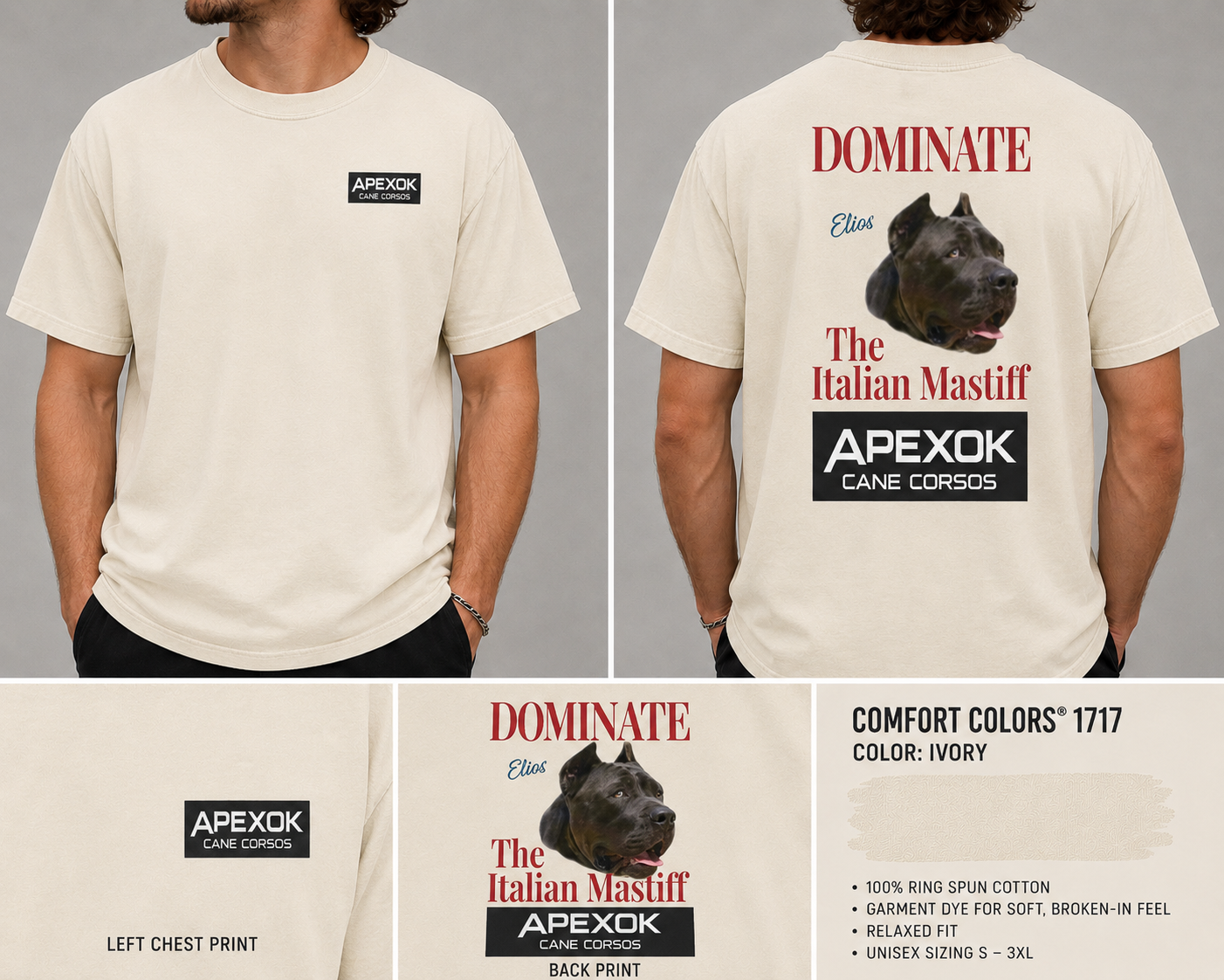 APEXOK Cane Corsos “ELIOS” Comfort Colors T-Shirt