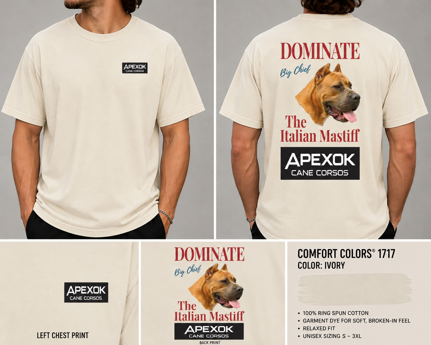 APEXOK Cane Corsos “BIG CHIEF” Comfort Colors T-Shirt