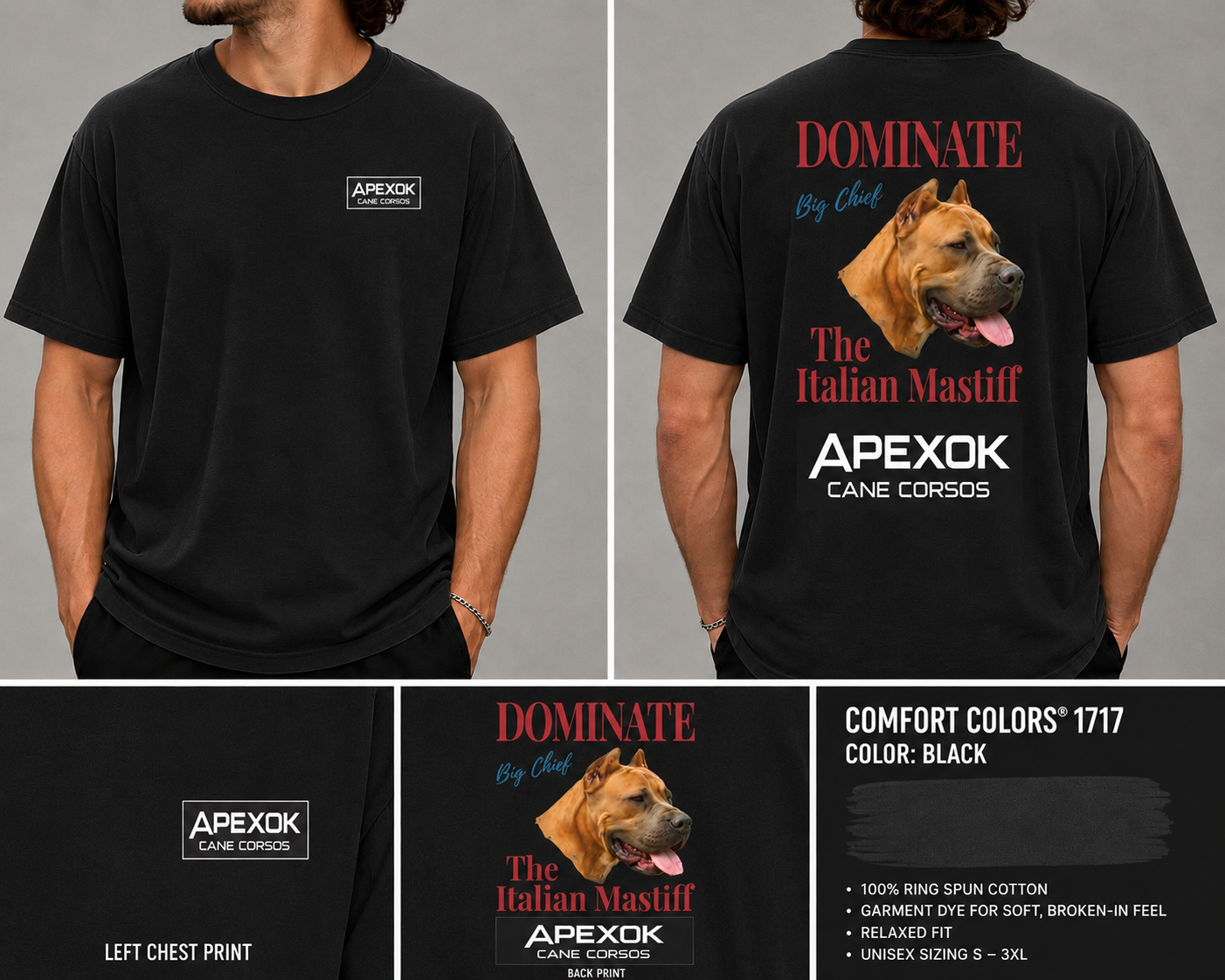 APEXOK Cane Corsos “BIG CHIEF” Comfort Colors T-Shirt