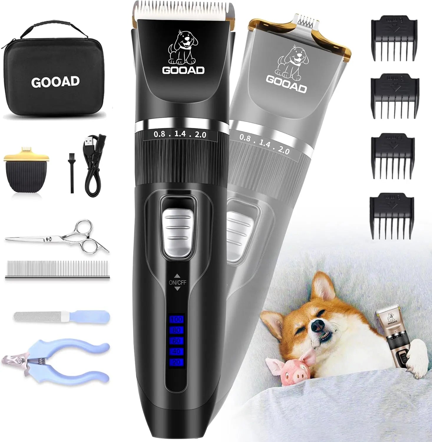 Pet Grooming Clippers Kit – Quiet Cordless Rechargeable Trimmer & Paw Shaver for Dogs & Cats