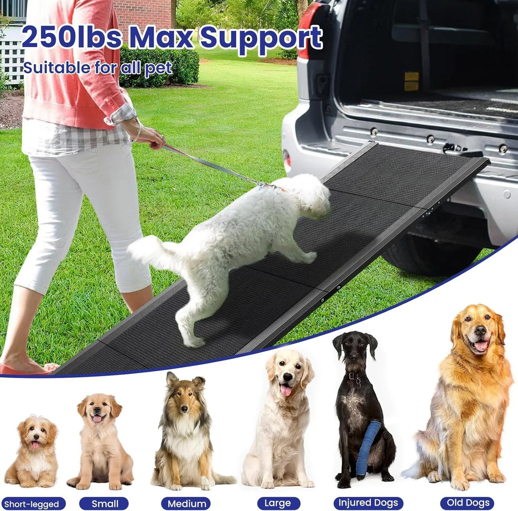 Pet Ramp for Large Dogs with Non-Slip Rug Surface Dog Ramp for Car,  Extra Long Folding Dog Ramps,