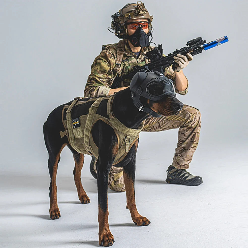 Tactical K9 Dog Helmet With Goggles, Military Protective Helmet For Large Dogs Hunting Motorcycle