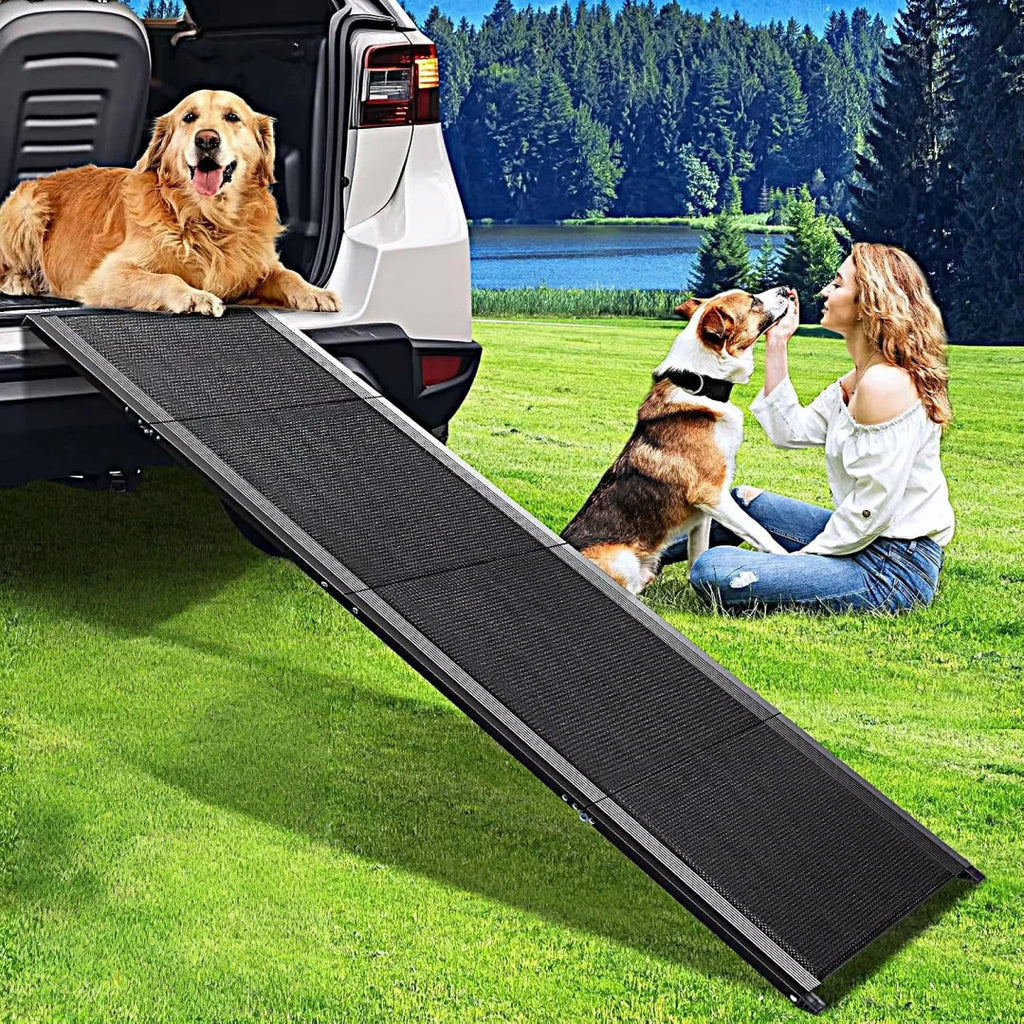 Pet Ramp for Large Dogs with Non-Slip Rug Surface Dog Ramp for Car,  Extra Long Folding Dog Ramps,