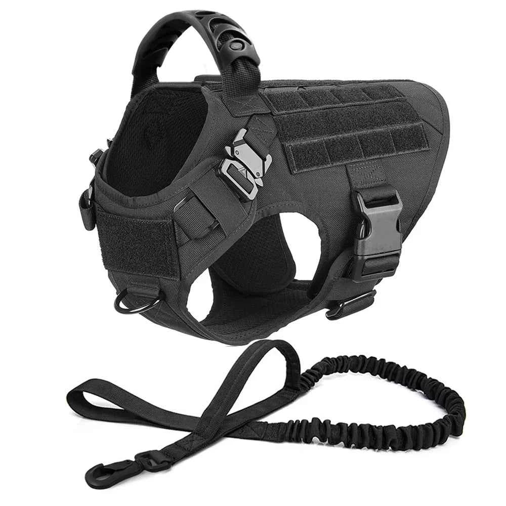 Heavy Duty No Pull Dog Harness and Leash Set – Tactical Training Vest for Medium to Large Dogs