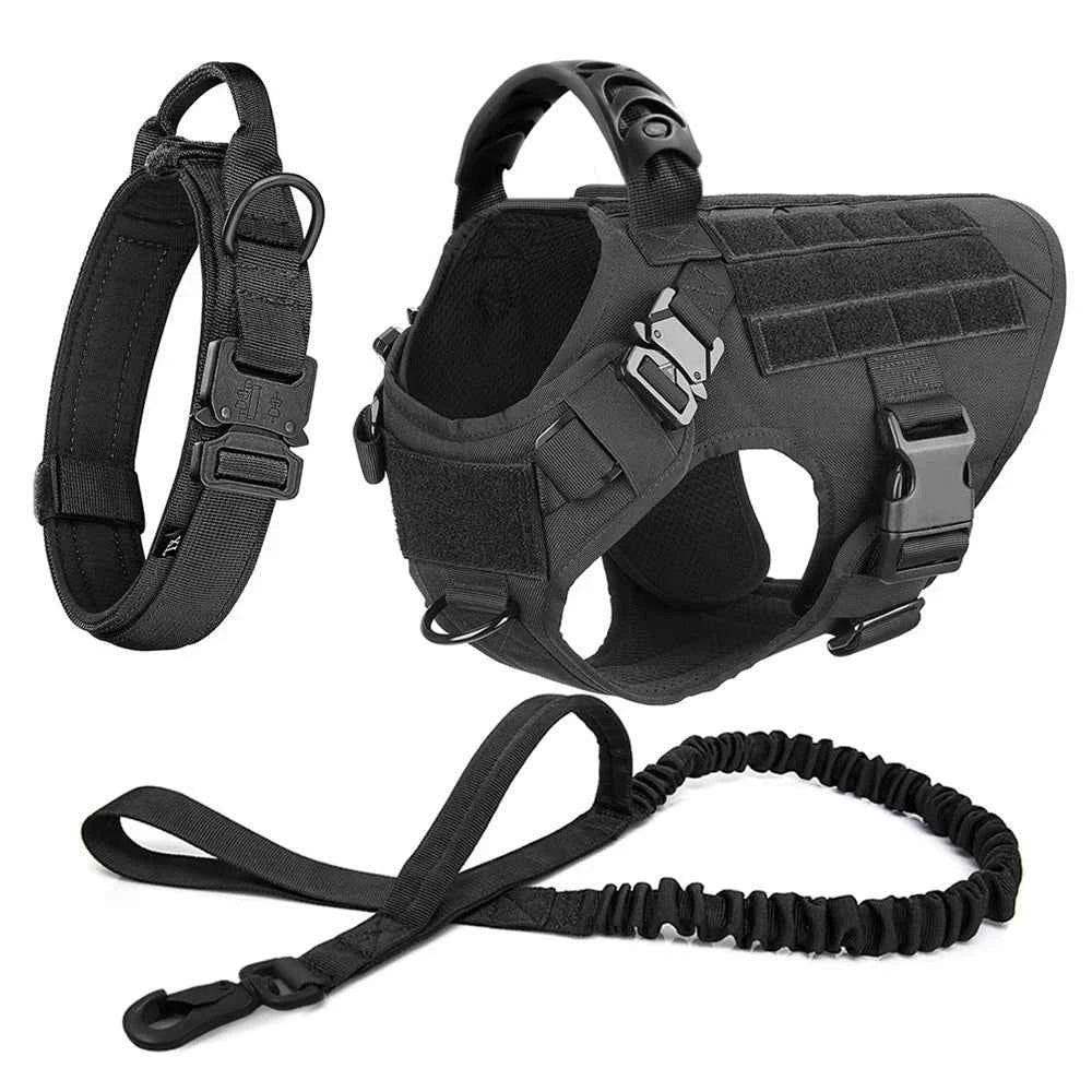 Heavy Duty No Pull Dog Harness and Leash Set – Tactical Training Vest for Medium to Large Dogs