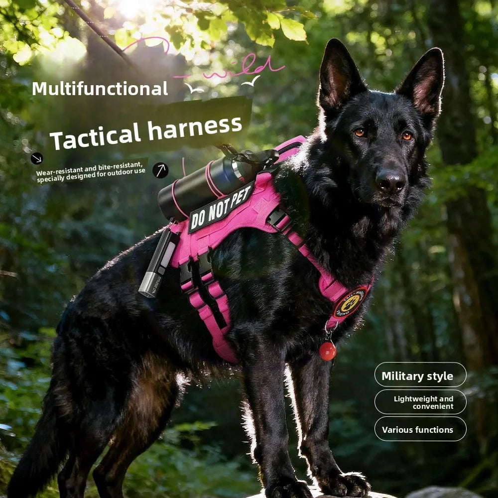 Adjustable Tactical Military Dog Harness No Pull w/ Handle, MOLLE Vest Breathable for Large Medium Dogs Outdoor Walking