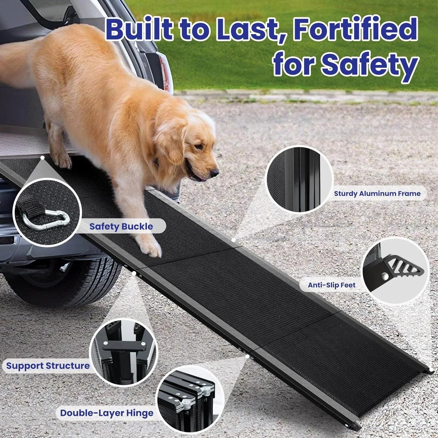 Pet Ramp for Large Dogs with Non-Slip Rug Surface Dog Ramp for Car,  Extra Long Folding Dog Ramps,
