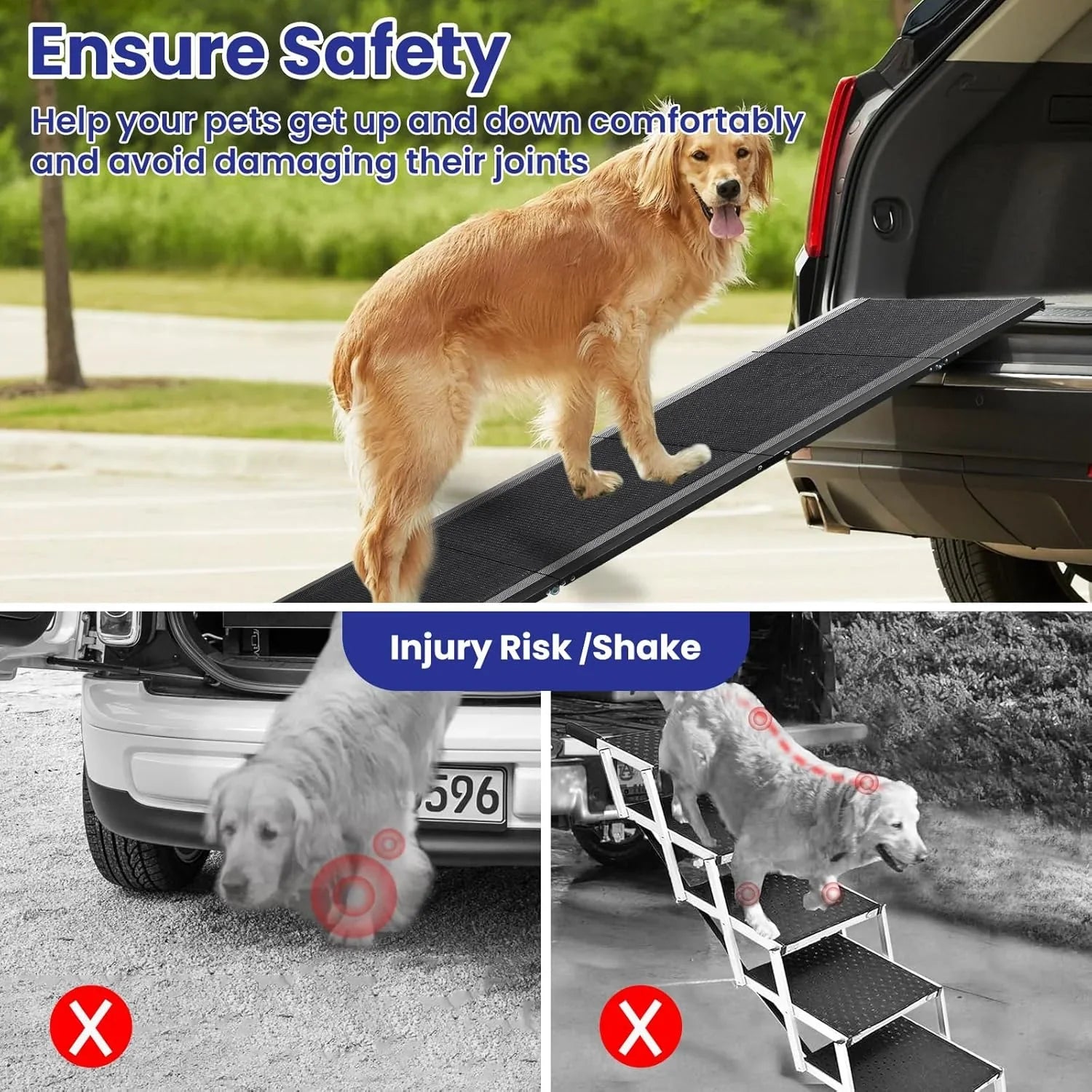 Pet Ramp for Large Dogs with Non-Slip Rug Surface Dog Ramp for Car,  Extra Long Folding Dog Ramps,
