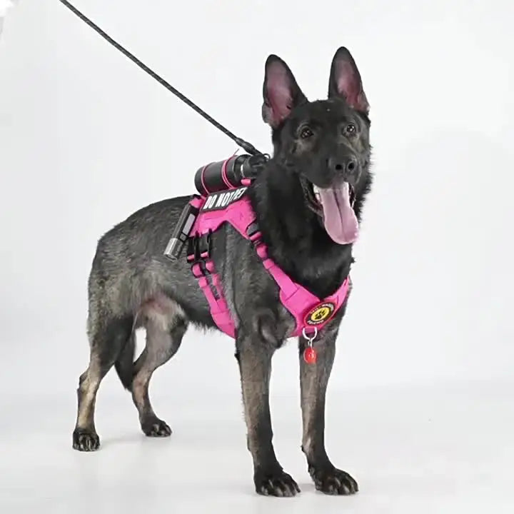 Adjustable Tactical Military Dog Harness No Pull w/ Handle, MOLLE Vest Breathable for Large Medium Dogs Outdoor Walking