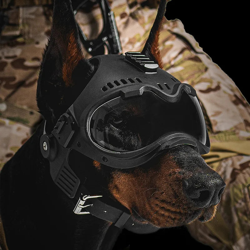 Tactical K9 Dog Helmet With Goggles, Military Protective Helmet For Large Dogs Hunting Motorcycle