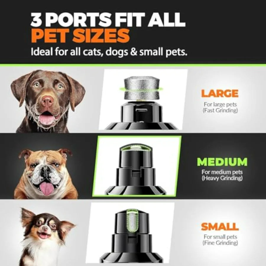 Whisper Quiet Dog Nail Grinder with 4 LED Lights, Safe and Stress-Free for Sensitive Dogs Cats of All Breeds and Sizes, 3 Grind