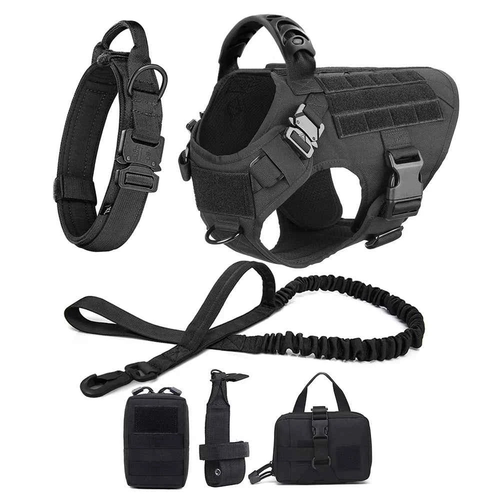 Heavy Duty No Pull Dog Harness and Leash Set – Tactical Training Vest for Medium to Large Dogs