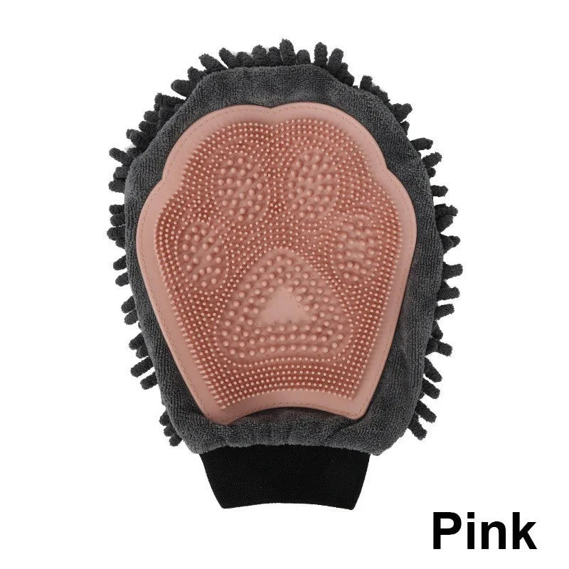 1PC Pet Grooming Gloves Double-Sided Gloves Cleaning Massage Dog Washing Bath Fast Absorb Water Hair Removes Glove