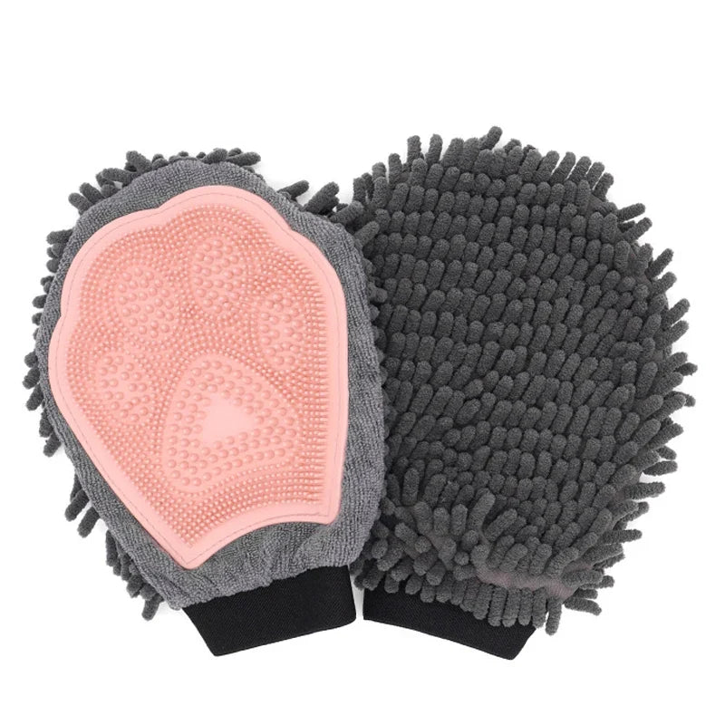 1PC Pet Grooming Gloves Double-Sided Gloves Cleaning Massage Dog Washing Bath Fast Absorb Water Hair Removes Glove