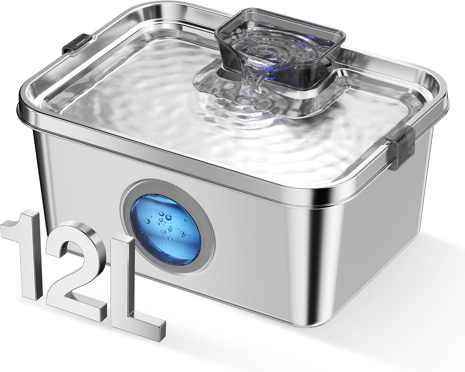Stainless Steel 3 Gallon Pet Water Fountain Ultra Quiet Smart Pump Multi Pet