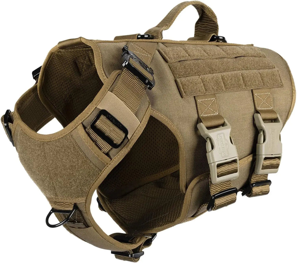 Tactical Dog Harness 6 Buckle No Pull MOLLE Vest Adjustable 3/4 Coverage