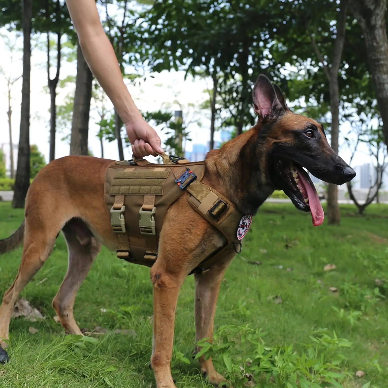 Tactical Dog Harness 6 Buckle No Pull MOLLE Vest Adjustable 3/4 Coverage