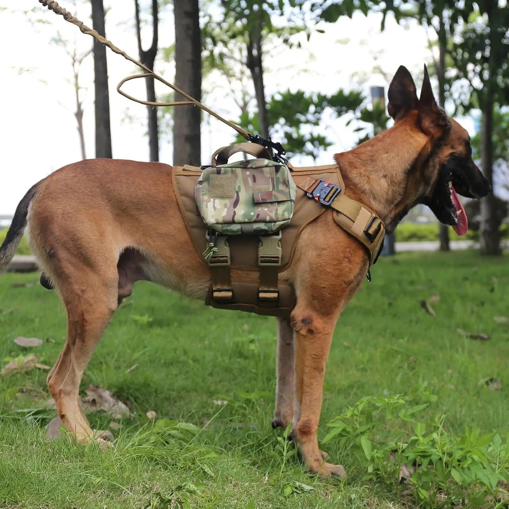 Tactical Dog Harness 6 Buckle No Pull MOLLE Vest Adjustable 3/4 Coverage