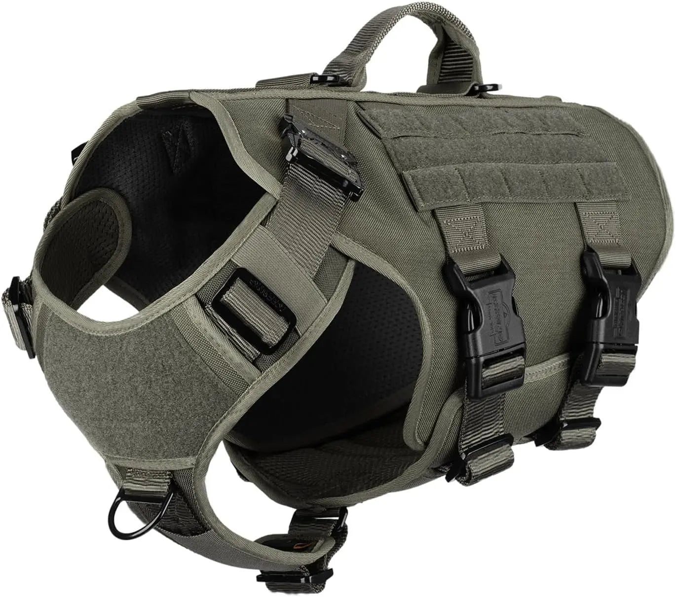 Tactical Dog Harness 6 Buckle No Pull MOLLE Vest Adjustable 3/4 Coverage