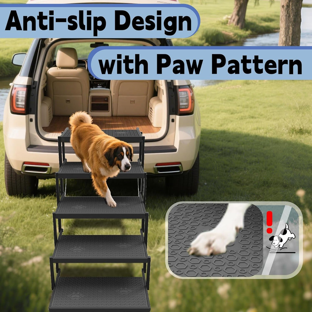 Dog Stairs for Car Foldable Pet Steps Heavy Duty Large Dogs 5 Step