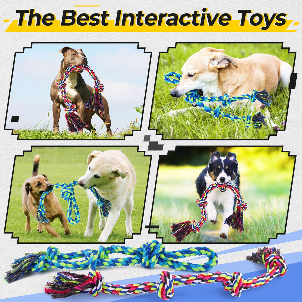 Tough Dog Rope Toys For Aggressive Chewers, Tough Tug Of War Dog Toys For Large, Medium & Small Dogs